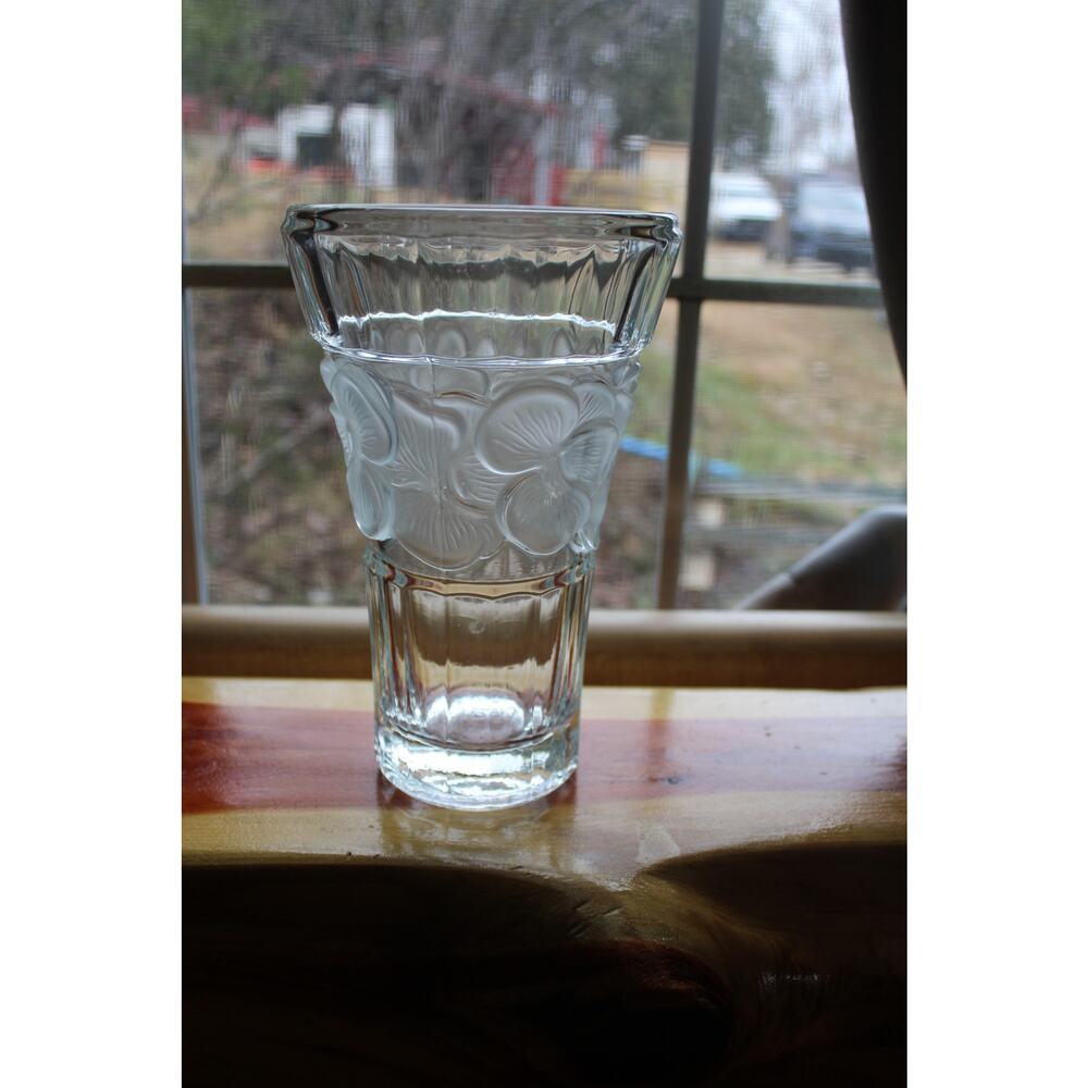 Vintage Bleikristall Cut Crystal Germany Vase Etched Flowers Beautiful